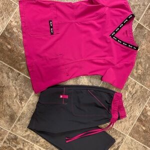 Believe Pink and Gray Scrub Set